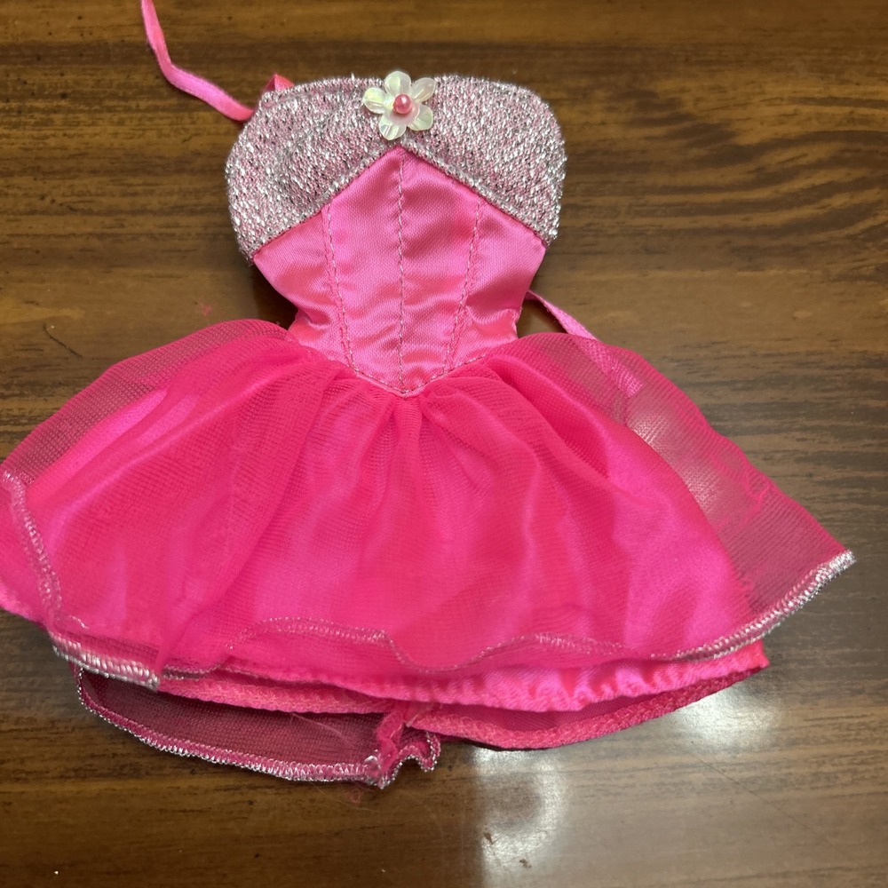 Party Sun Dress Barbie Doll Pink Tie Neck
